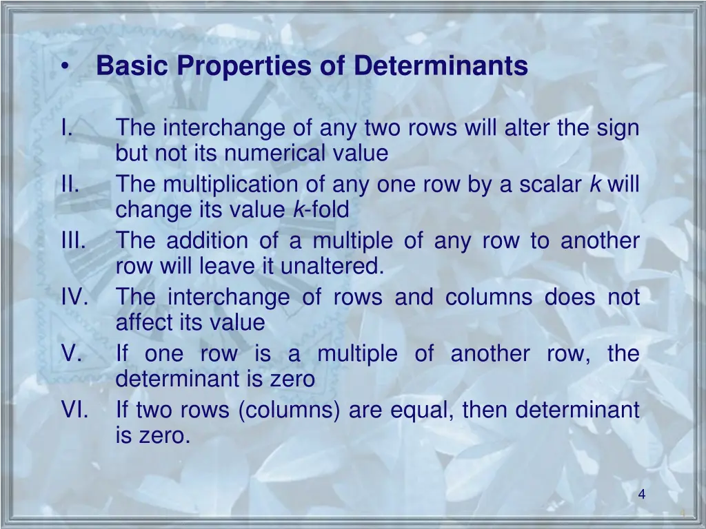 basic properties of determinants