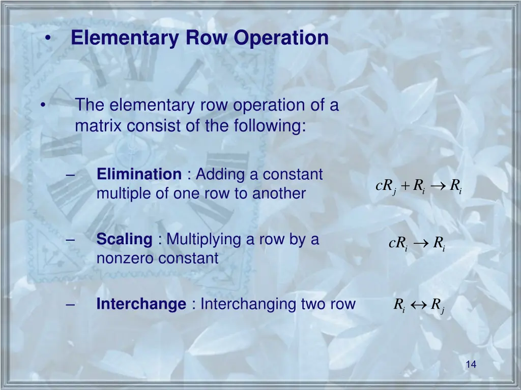 elementary row operation