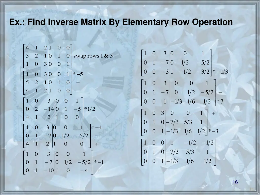 ex find inverse matrix by elementary row operation 1