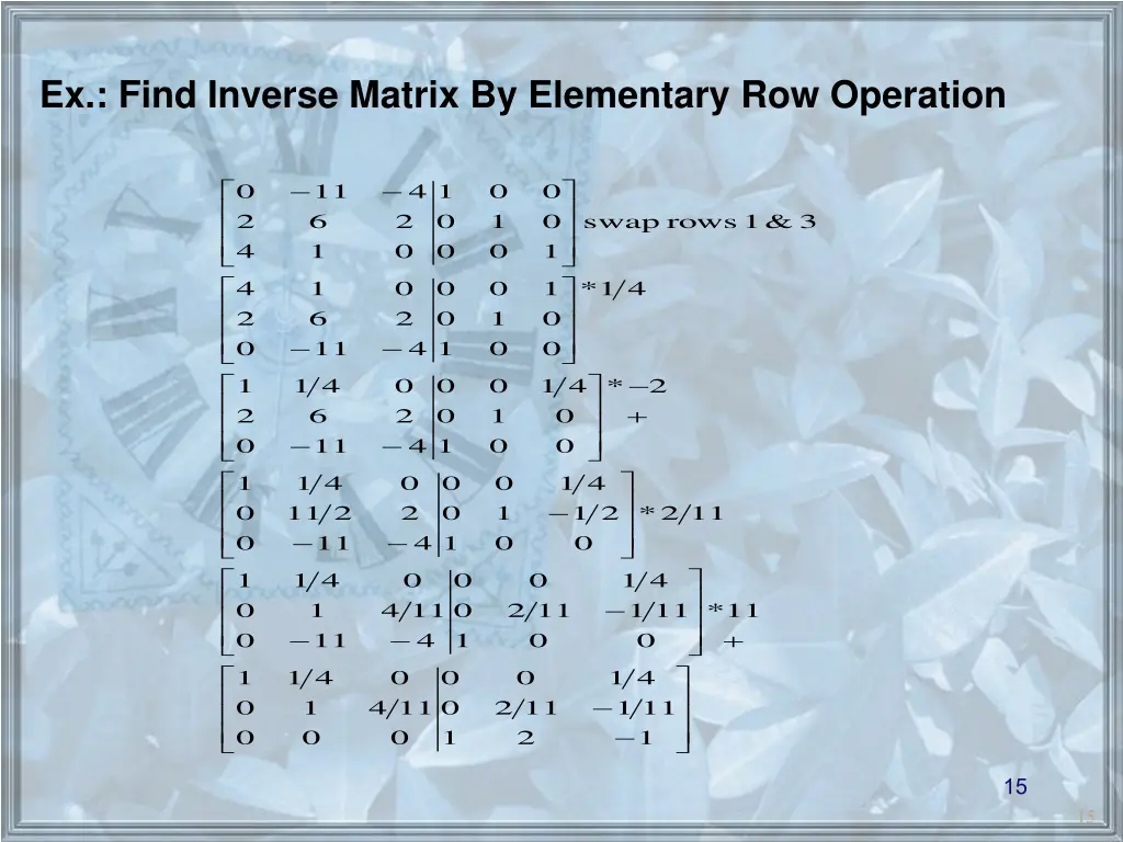 ex find inverse matrix by elementary row operation