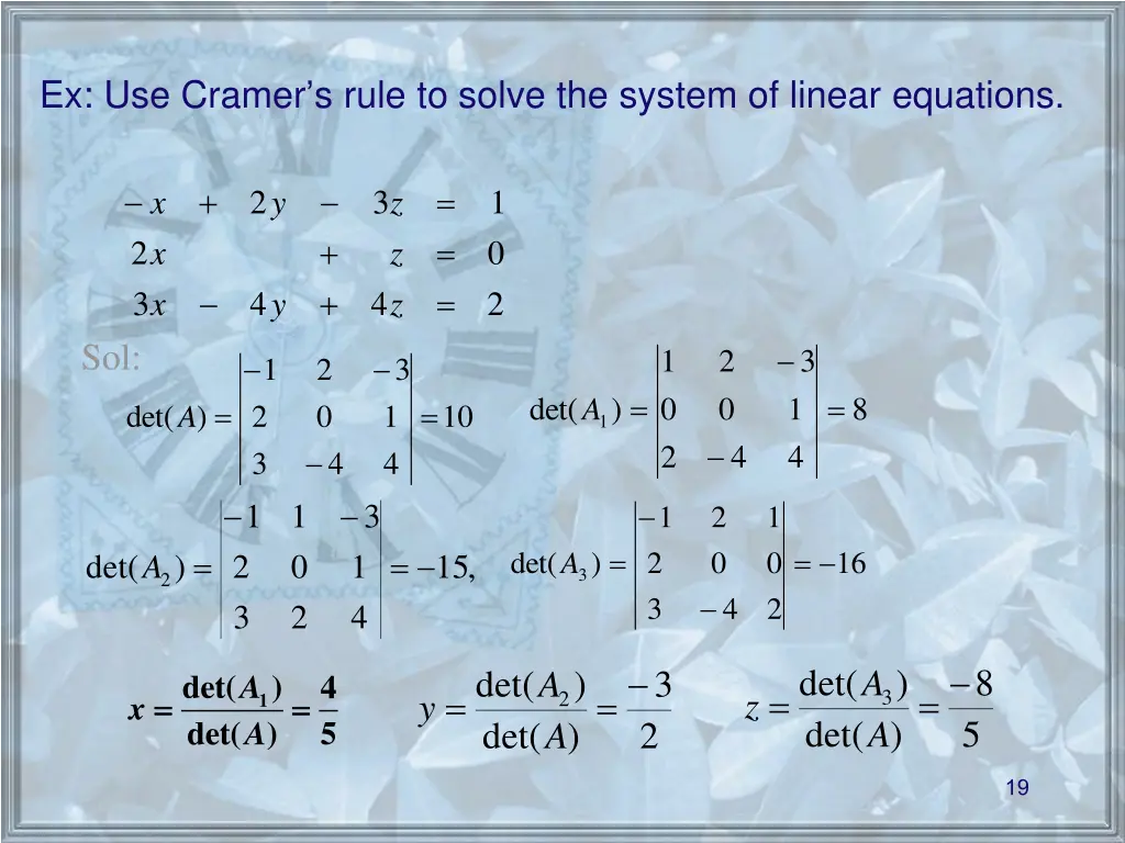 ex use cramer s rule to solve the system
