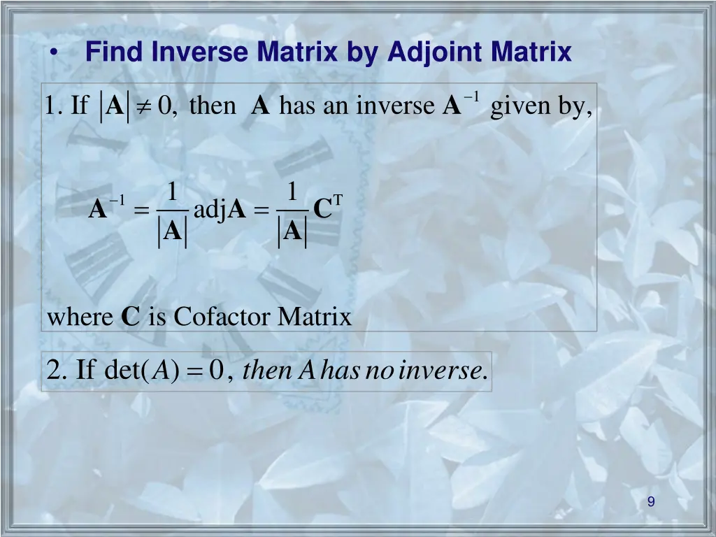 find inverse matrix by adjoint matrix