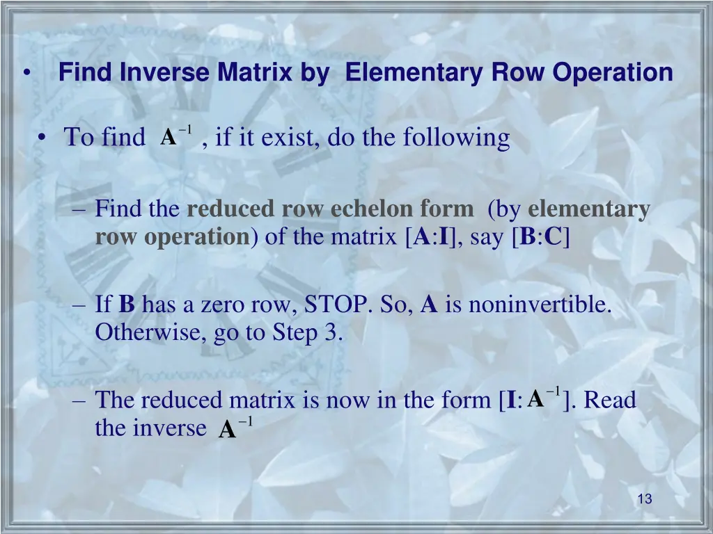 find inverse matrix by elementary row operation