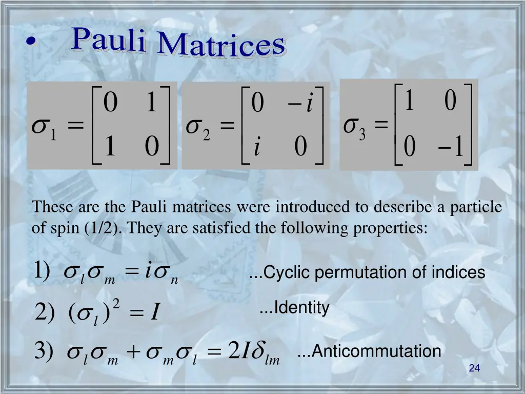 pauli matrices