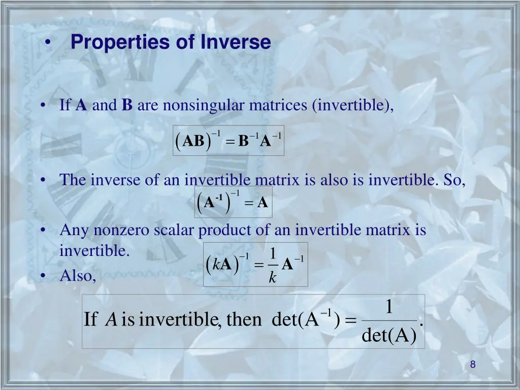 properties of inverse