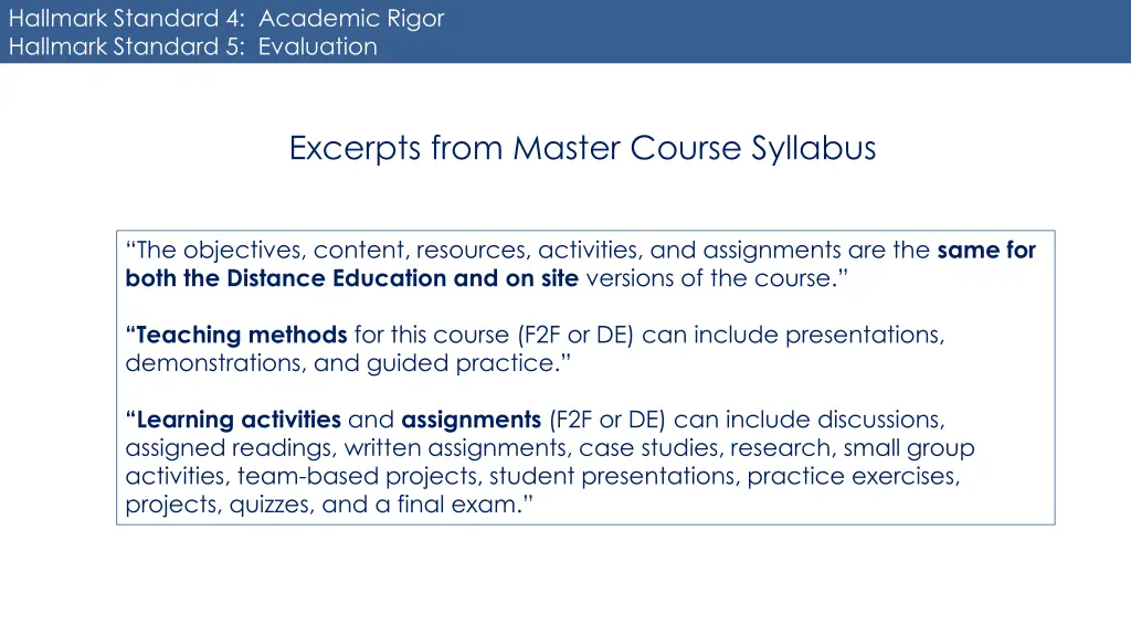 hallmark standard 4 academic rigor hallmark