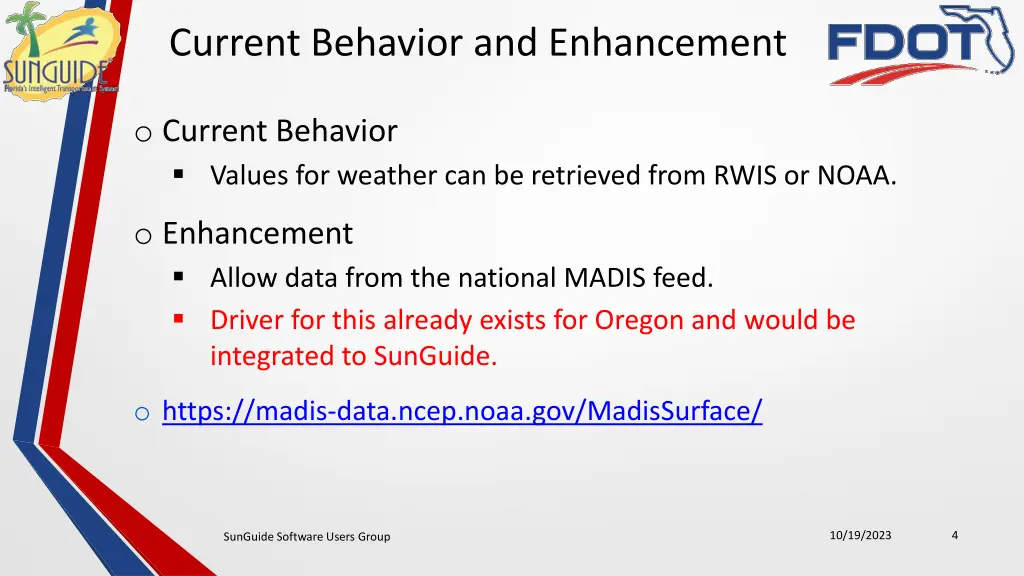 current behavior and enhancement