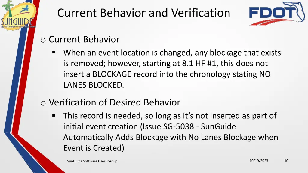 current behavior and verification