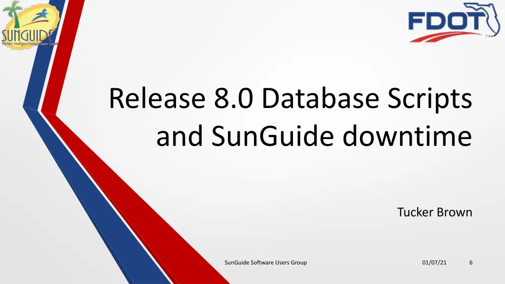 release 8 0 database scripts and sunguide downtime