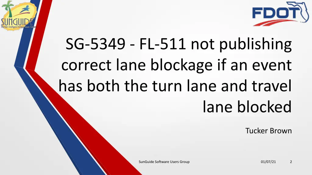 sg 5349 fl 511 not publishing correct lane