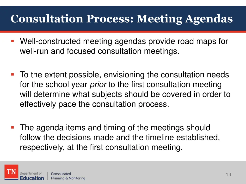 consultation process meeting agendas