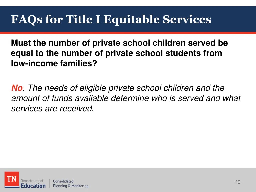 faqs for title i equitable services