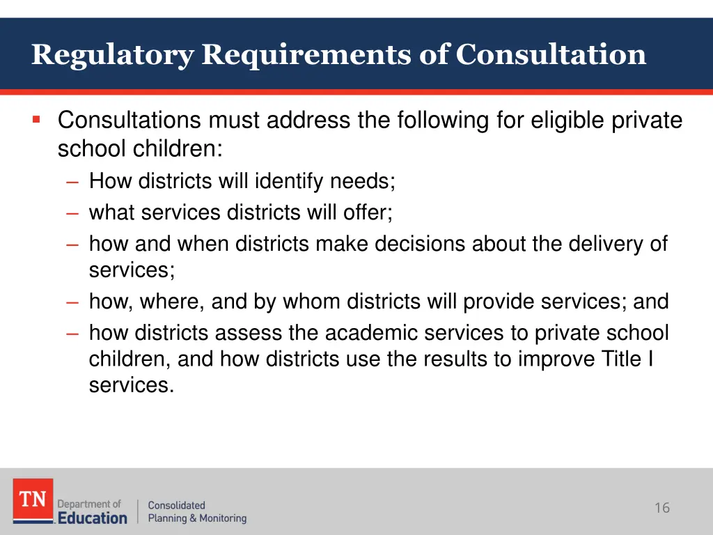 regulatory requirements of consultation 1