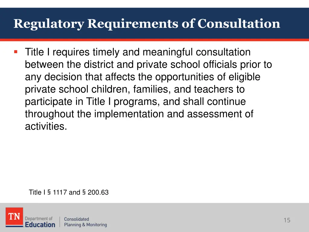 regulatory requirements of consultation