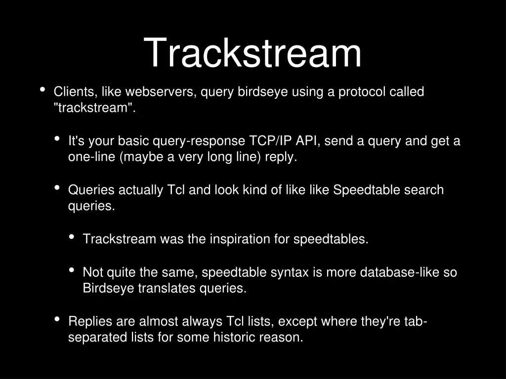 trackstream clients like webservers query