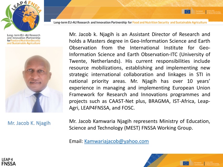 mr jacob k njagih is an assistant director