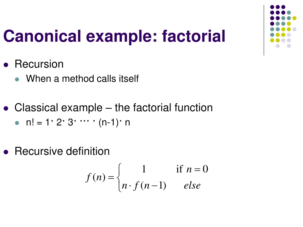 canonical example factorial