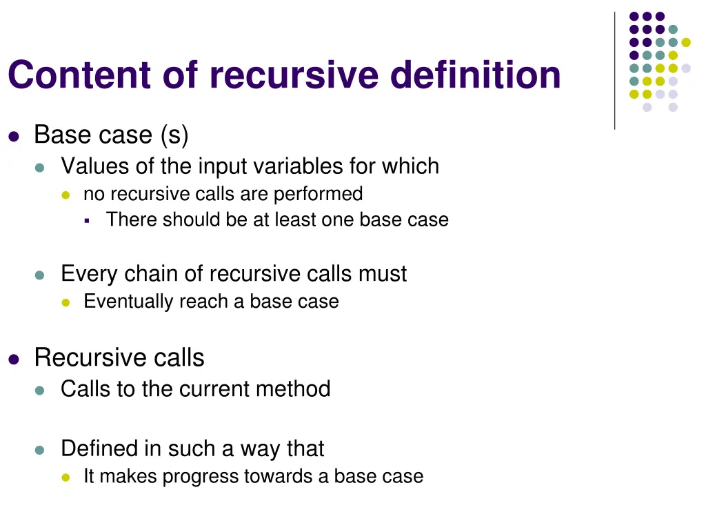 content of recursive definition