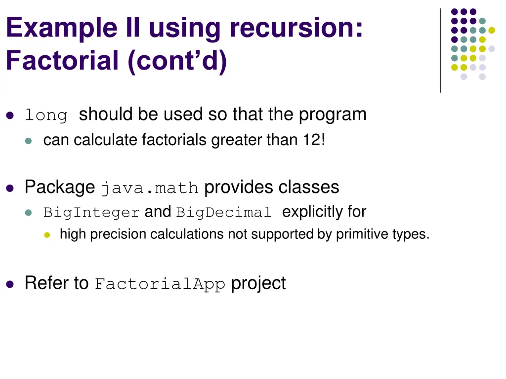 example ii using recursion factorial cont d