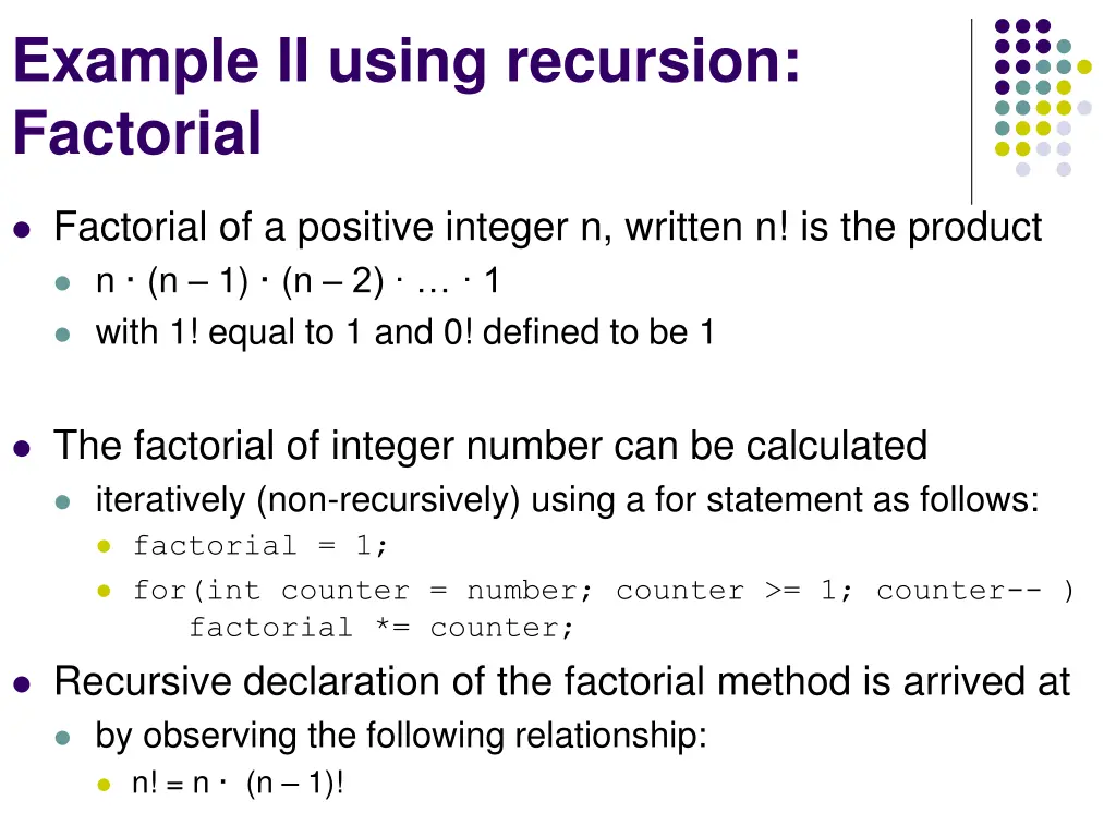 example ii using recursion factorial