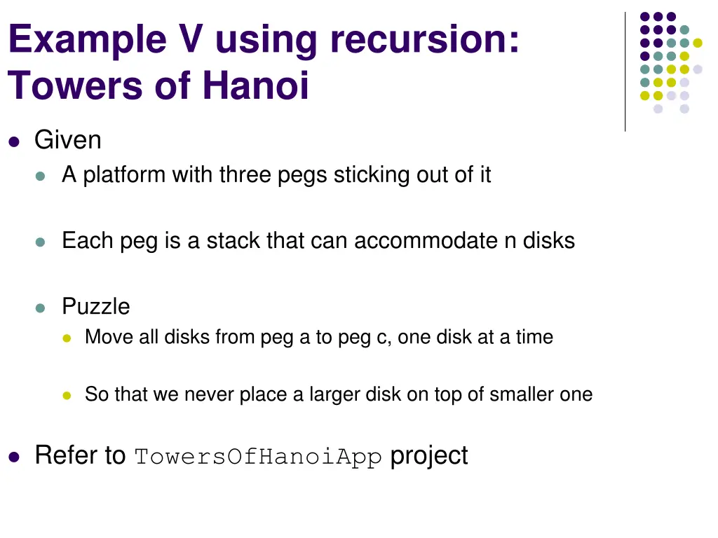 example v using recursion towers of hanoi