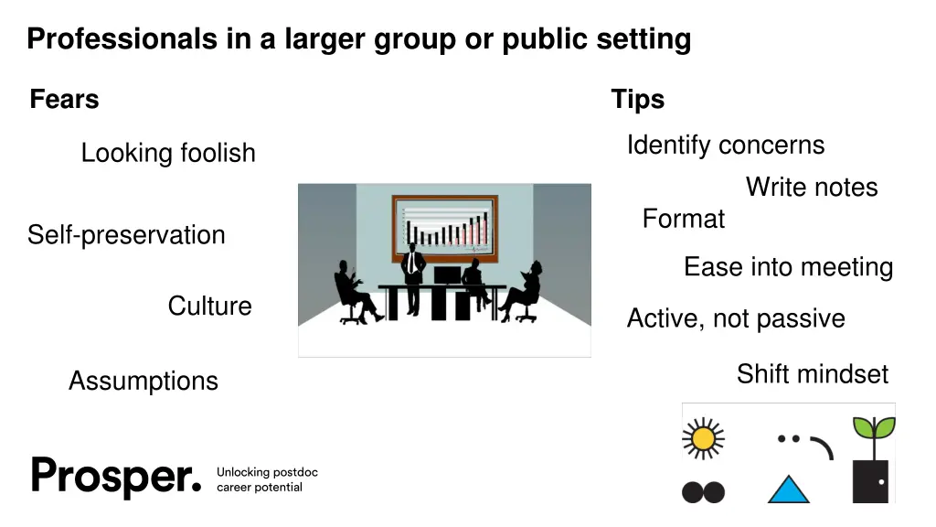 professionals in a larger group or public setting