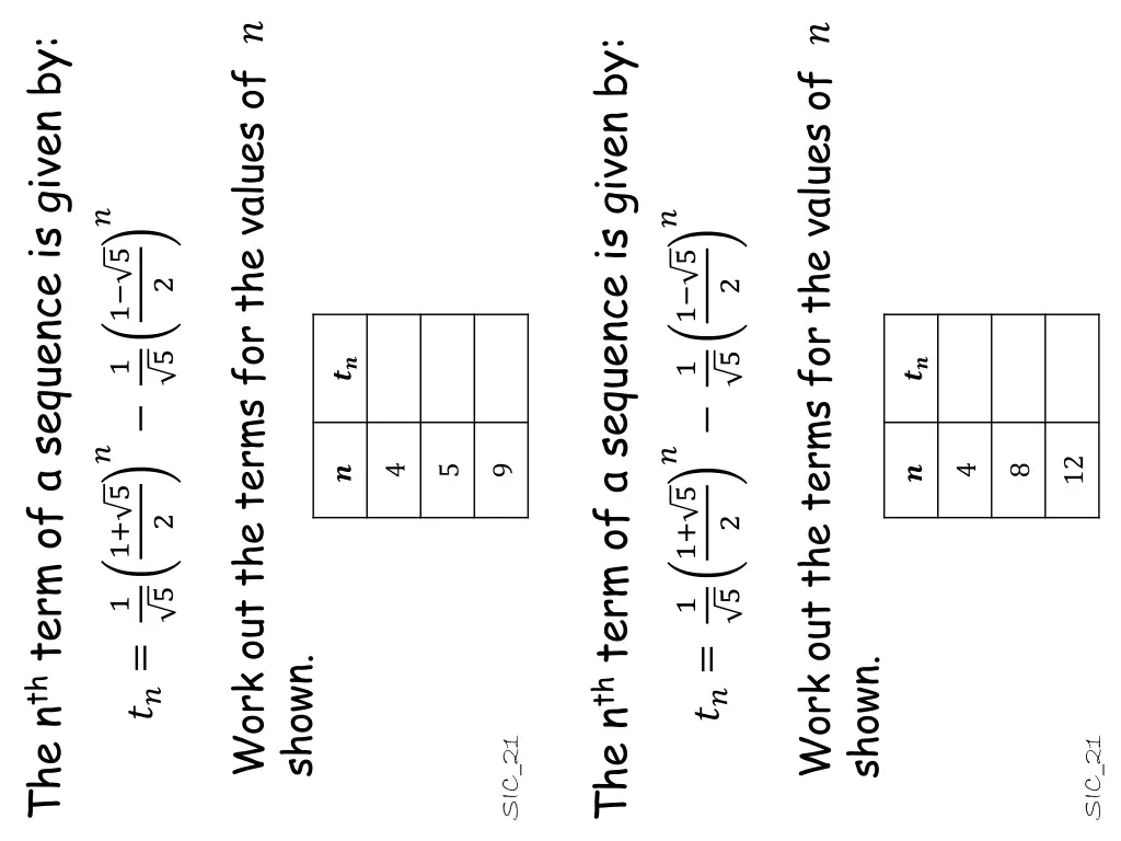 work out the terms for the values of 2