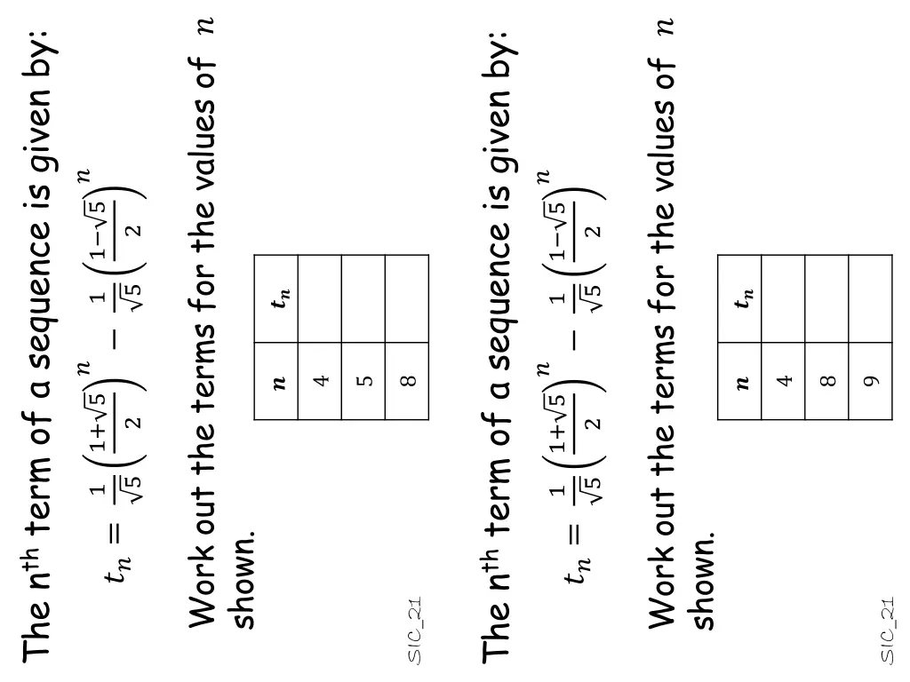 work out the terms for the values of 3