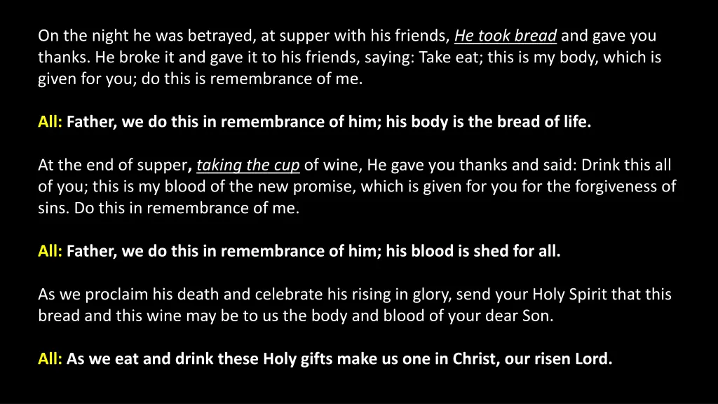 on the night he was betrayed at supper with