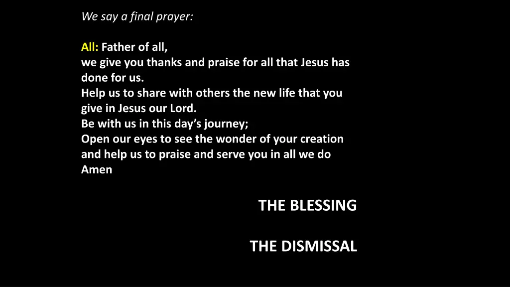 we say a final prayer