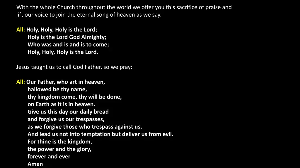 with the whole church throughout the world