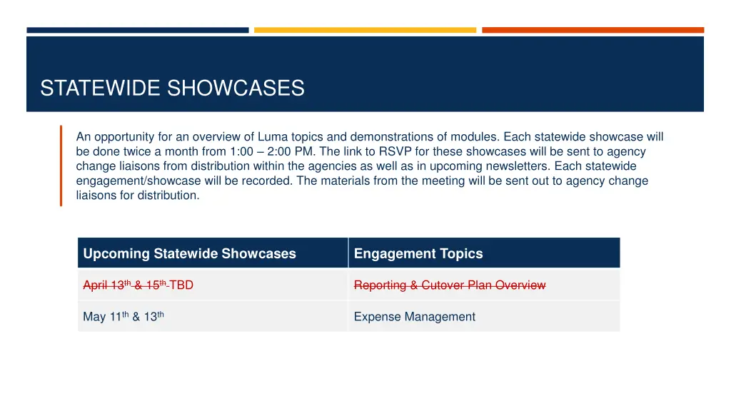 statewide showcases