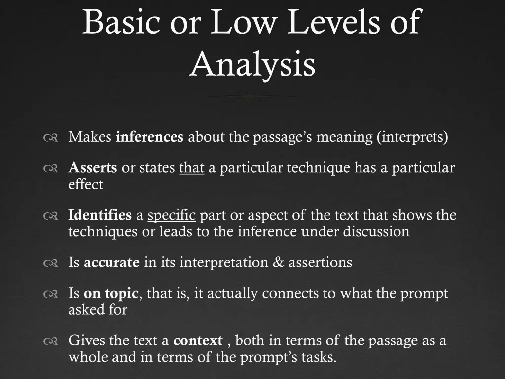 basic or low levels of analysis