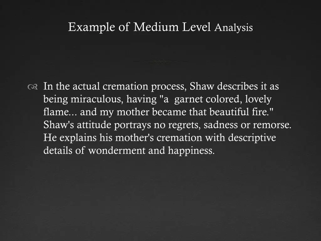 example of medium level analysis
