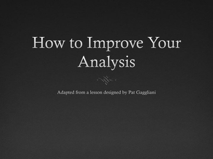how to improve your analysis