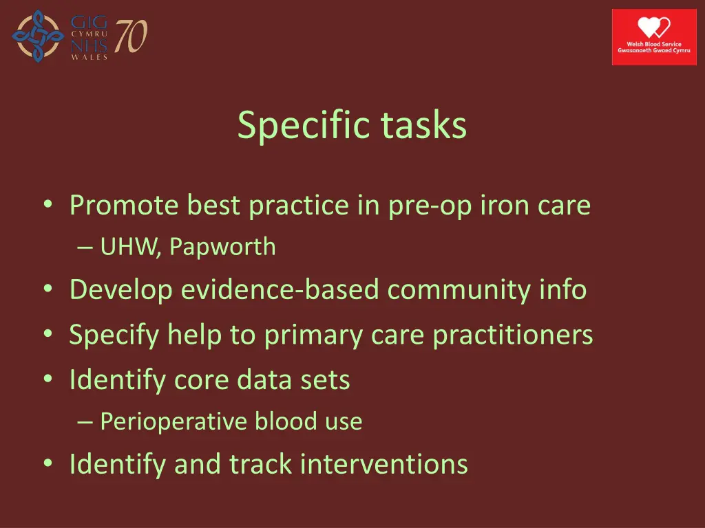 specific tasks