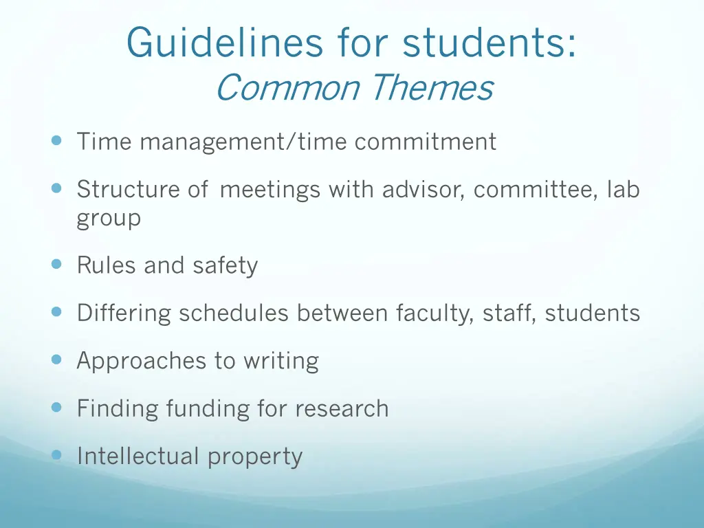 guidelines for students common themes 1