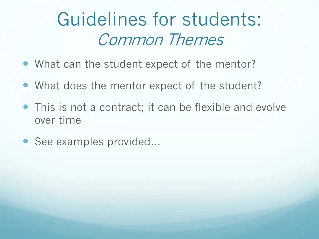 guidelines for students common themes