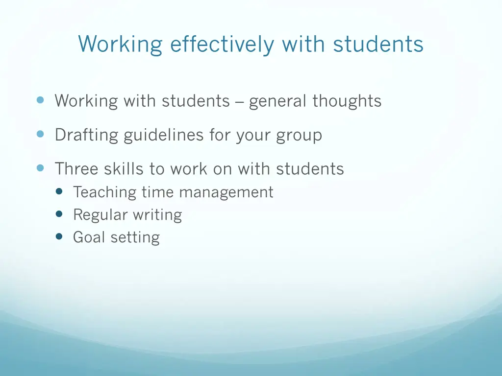 working effectively with students
