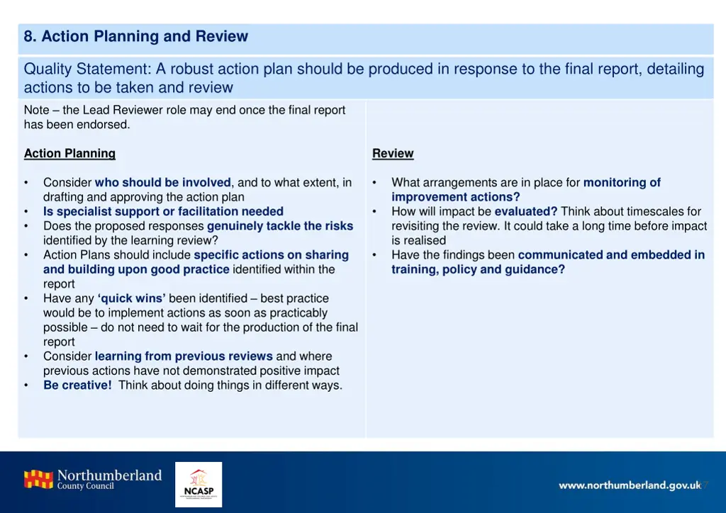 8 action planning and review