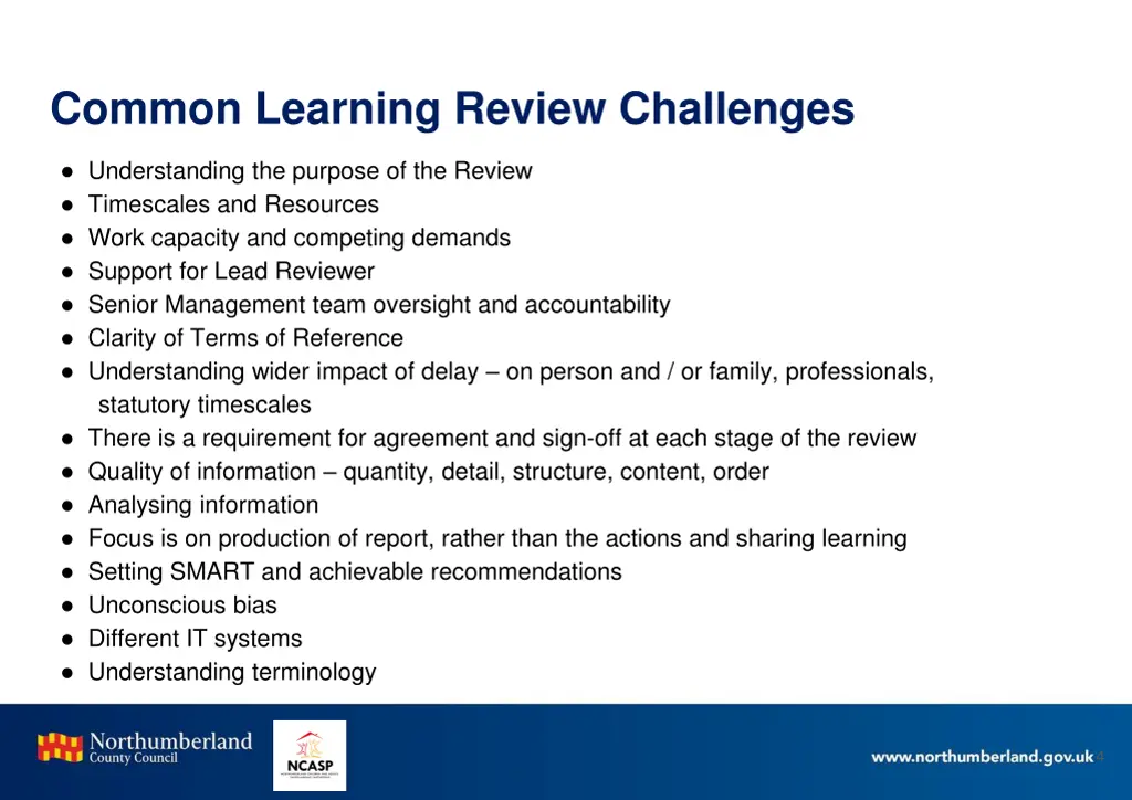 common learning review challenges