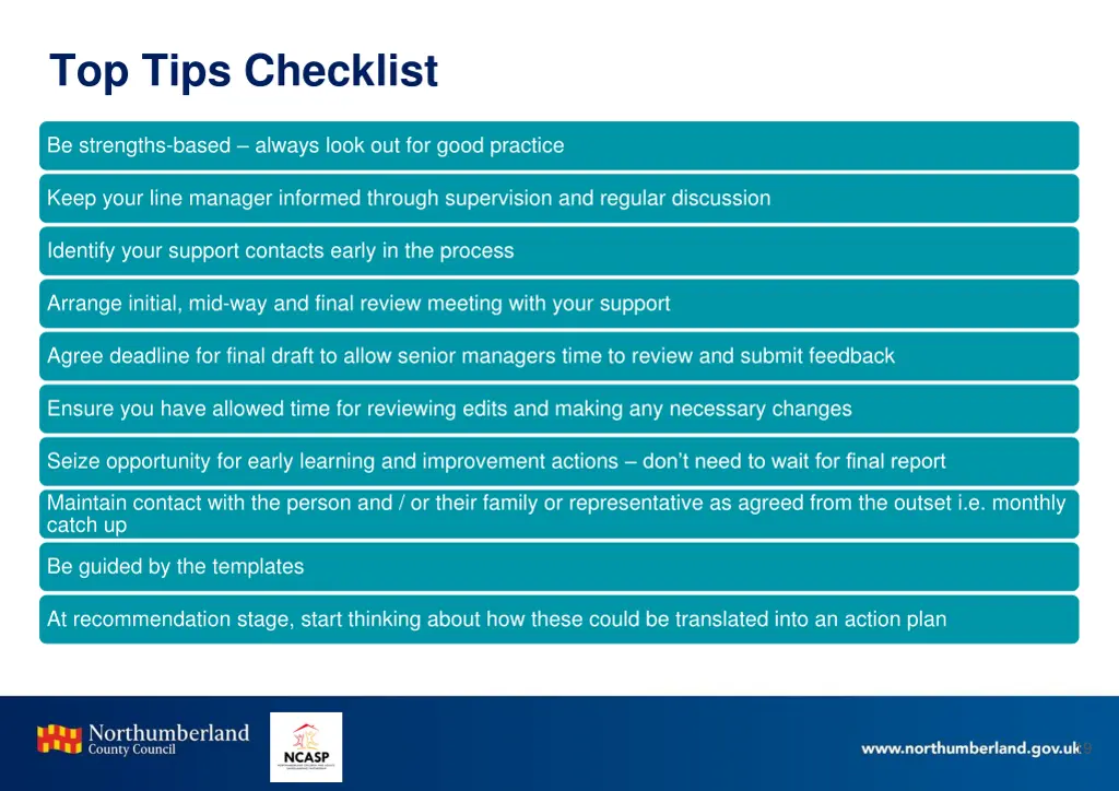 top tips checklist