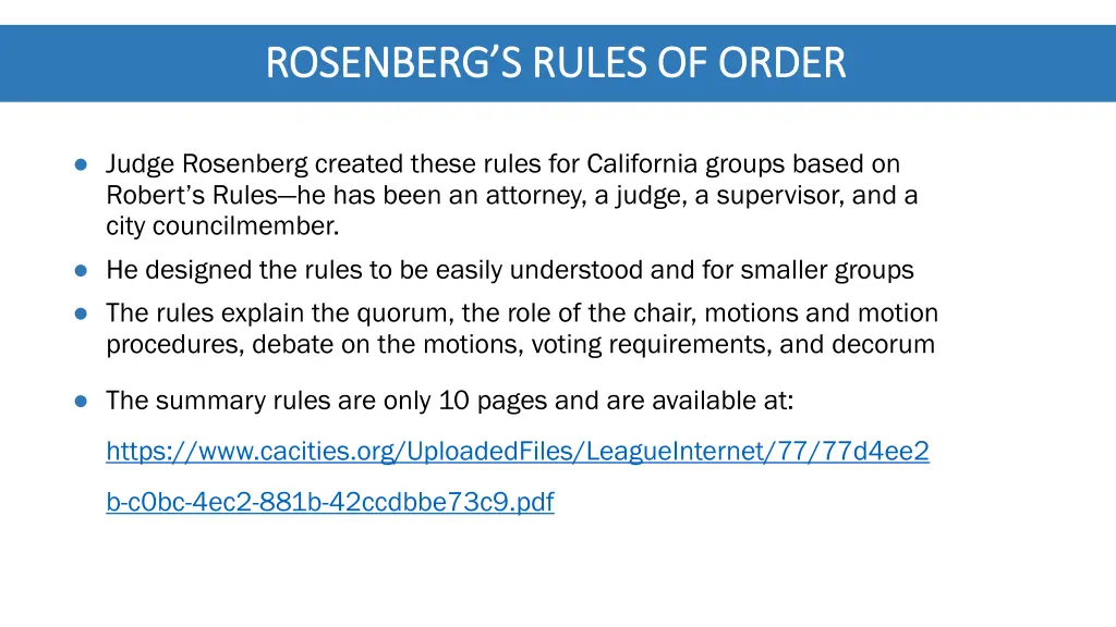 rosenberg s rules of order rosenberg s rules