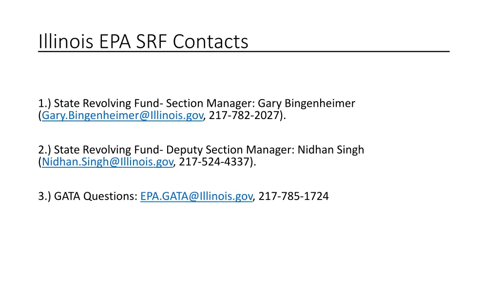 illinois epa srf contacts