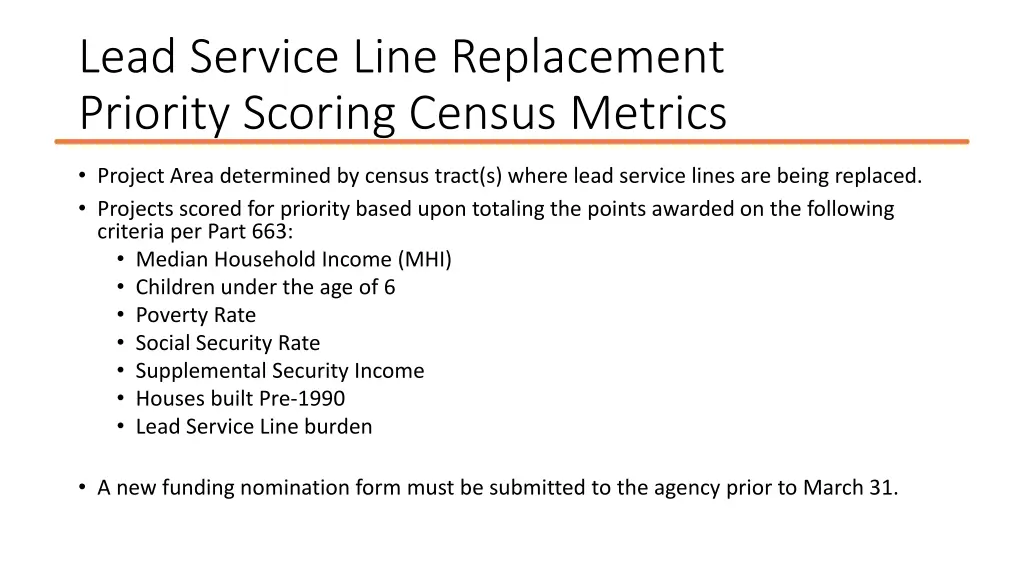 lead service line replacement priority scoring