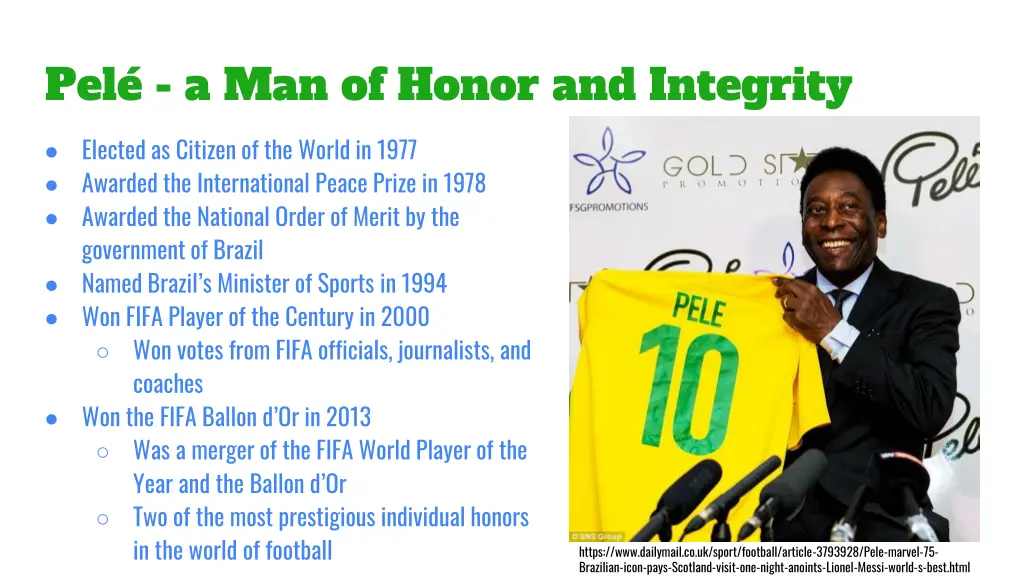 pel a man of honor and integrity