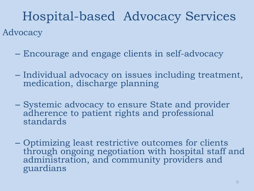 hospital based advocacy services advocacy