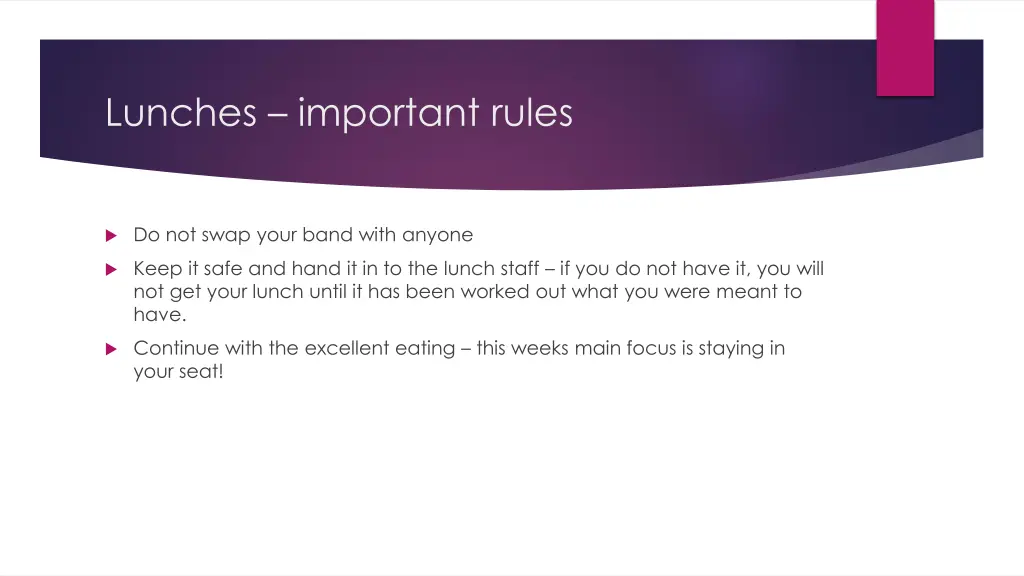 lunches important rules