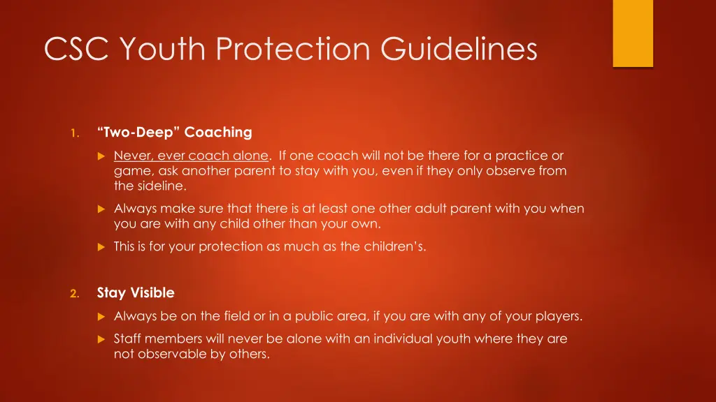 csc youth protection guidelines