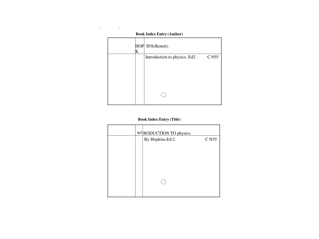 book index entry author